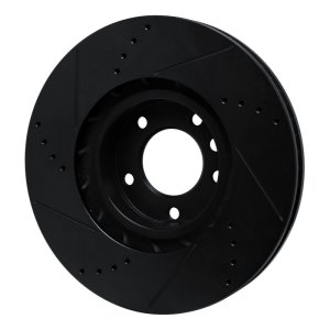 Porsche Cayenne Brake Rotor (1) - Left Front - R1 Concepts - Drilled & Slotted - Black - `11-`18
